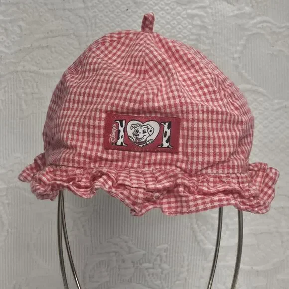 Disney Store Vintage 101 Dalmatians Red Plaid Pinic Cap Hat Baby Infant Toddler - Picture 3 of 8